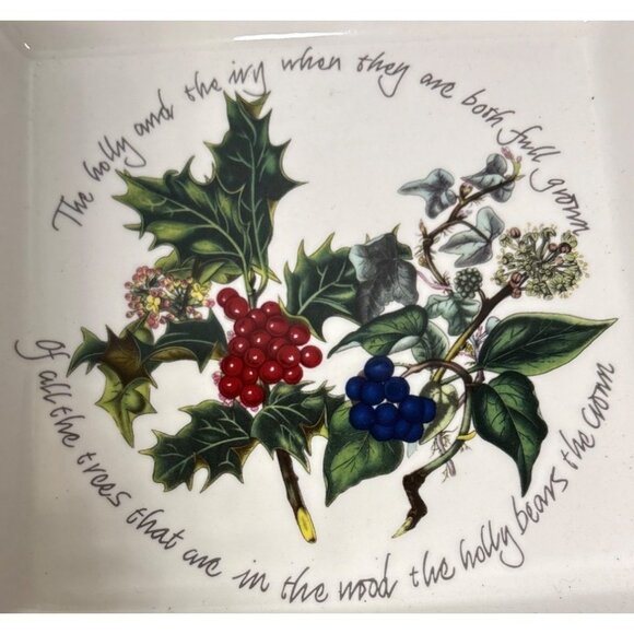 Portmeirion Botanic Garden Holly & Ivy Square Salad Plate 8.5" Christmas - Picture 3 of 6